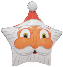 Шар с гелием  Звезда, Голова Деда Мороза, 48 см.