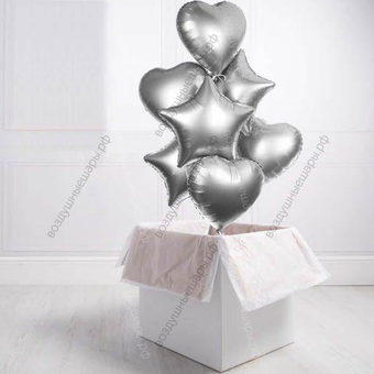 Коробка-сюрприз с шарами-звездами и сердцами, 7 шт