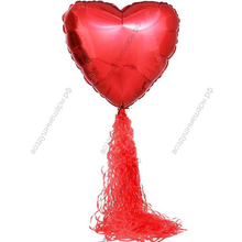 Шар с гелием Большое Красное Сердце, 81 см. с гирляндой тассел спираль