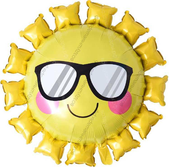 Шар с гелием  Фигура, Солнце в солнечных очках, Желтый, 79 см.