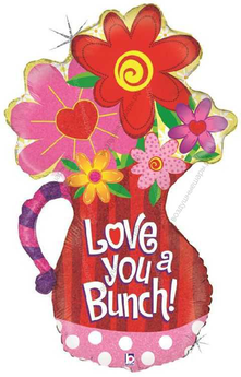 Шар с гелием  Фигура, Кувшин с цветами , Голография, 94 см.