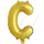 Шар с клапаном (16''/41 см) Мини-буква, С, Золото, 1 шт.