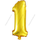 Воздушный шар с клапаном (16''/41 см) Цифра, 1, Золото, 1 шт.