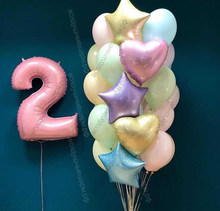 Букет шаров с цифрой на день рождения девочки "Пастельные оттенки"