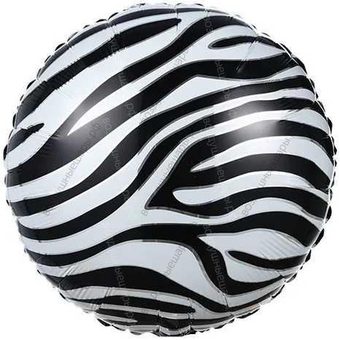 Шар с гелием  Круг, Сафари, Зебра, 46 см.