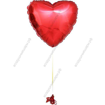 Шар с гелием Большое Сердце, Красное, на грузике, 81 см.