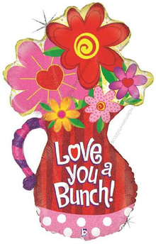 Шар с гелием  Фигура, Кувшин с цветами , Голография, 94 см.