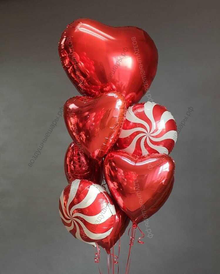 Гелиевые шары сердечки для влюбленных, букет "Карамель"