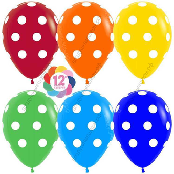 Шар с гелием Точки, Ассорти, пастель, 5 ст, 30 см.