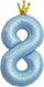 Шар (40''/102 см) Цифра, 8 Золотая корона, Голубой, 1 шт. в уп.