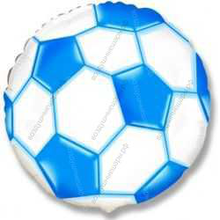 Шар с гелием  Круг, Футбольный мяч, Синий, 46 см.