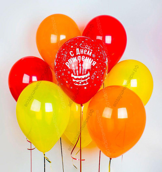 Букет из 9 гелиевых шаров "Яркость" на день рождение