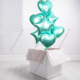 Коробка-сюрприз с шарами-звездами и сердцами, 7 шт