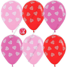 Шар с гелием  Полосатые сердца, Ассорти (009/012/015), пастель, 5 ст, 30 см.