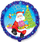 Фольгированный шар (18''/46 см) Круг, Санта с подарками, Синий, 1 шт.