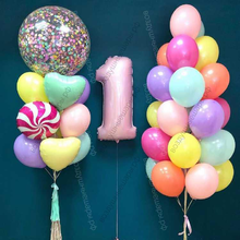 Сет из шаров на годик "Воздушная акварель" для девочки