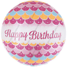 Шар с гелием  Круг, С Днем Рождения , волны, Розовый, 46 см.