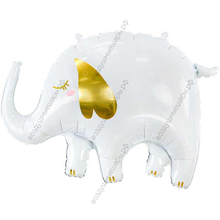 Шар с гелием  Фигура, Слоник, Белый, 84 см.