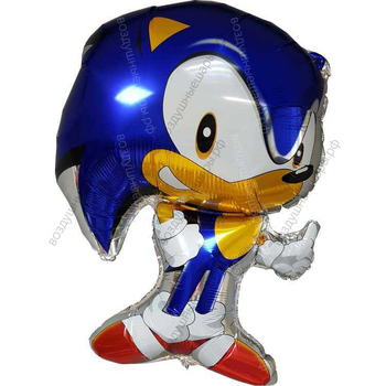 Шар Ежик Соник Бум синий веселый с гелием, 65 см
