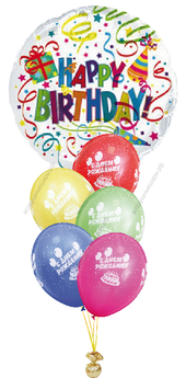 Букет из шариков "С Днем рождения" с большим шаром Happy Birthday
