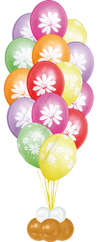 Фонтан из 15 гелевых шаров "Ромашки"