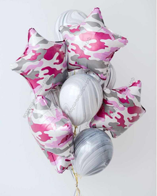 Букет гелиевых шаров девушке военнослужащему "Защитнице Отечества", 10 шаров