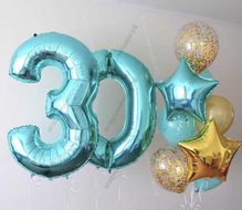 Фонтан золотисто- бирюзовый "С Днем рождения 30" 