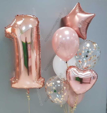 Букет из гелиевых шаров Розовое золото для девочки