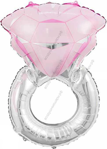 Шар с гелием  Фигура, Кольцо с бриллиантом, Розовый, 71 см.