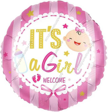 Шар-круг У нас Девочка! - It's a Girl!, Розовый, 46 см