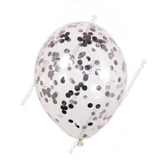 Шарики гелиевые с конфетти, серебристые круги