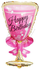 Фольгированный шар (34''/86 см) Фигура, Фужер с ДР, Розовый, 1 шт.
