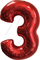 Шар (40''/102 см) Цифра, 3, Красный, 1 шт.