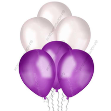 Фиолетово Белые шары с гелием металлик, 30 см.