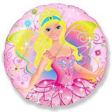 Шар с гелием  Круг, Фея, Розовый, 46 см.