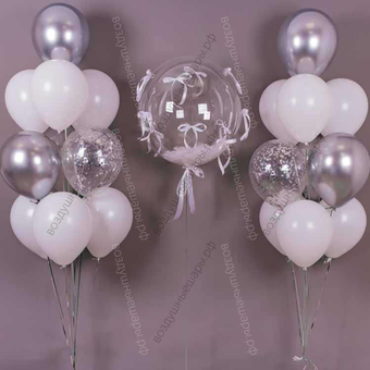 Серебристо-белое украшение из шариков