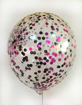 Прозрачный шары с конфетти, черные и малиновые круги