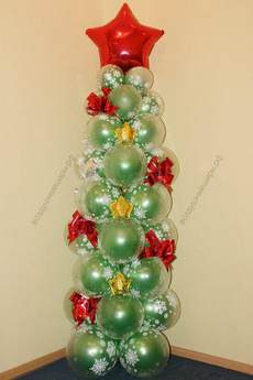 Елка из шаров "С прозразными снежинками" (шар в шаре)