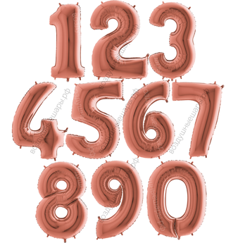 Шары цифры РОЗОВОЕ ЗОЛОТО с гелием