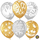 Воздушный шар (12''/30 см) Белоснежные лебеди (свадьба), Серебро (801)/Золото (818), металлик, 5 ст, 50 шт.