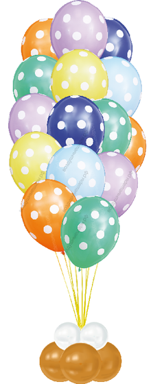 Фонтан из 15 шаров с гелием "Точки"