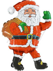 Шар с гелием  Фигура, Дед мороз с мешком, Красный, 81 см.