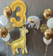 Гелиевые шарики на 3 года ребенку "Жираф и слоник"