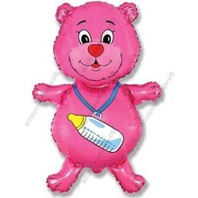 Шар с гелием  Фигура, Медвежонок-девочка, Розовый, 94 см.