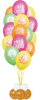 Фонтан из 15 гелиевых шаров "Выпускник"