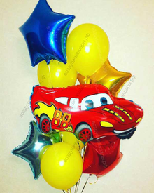 Букет из шаров на день Рождения ребенка Машинка Молния