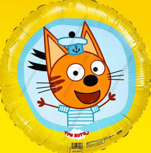 Шар с гелием  Круг, Три Кота, Коржик, Желтый, 46 см.