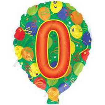 Шар с гелием  Цифра, 0, 46 см.