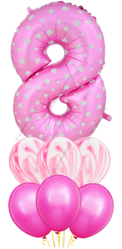 Букет шаров "Розовый агат с восьмеркой" к 8 марта