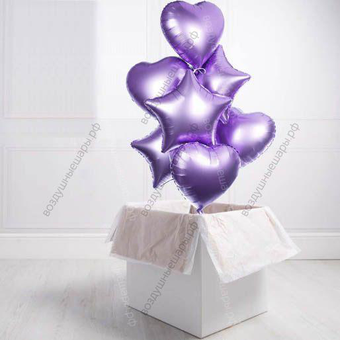 Коробка-сюрприз с шарами-звездами и сердцами, 7 шт